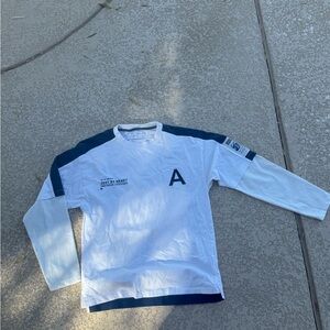 Zara White and Navy Long Sleeve Tee